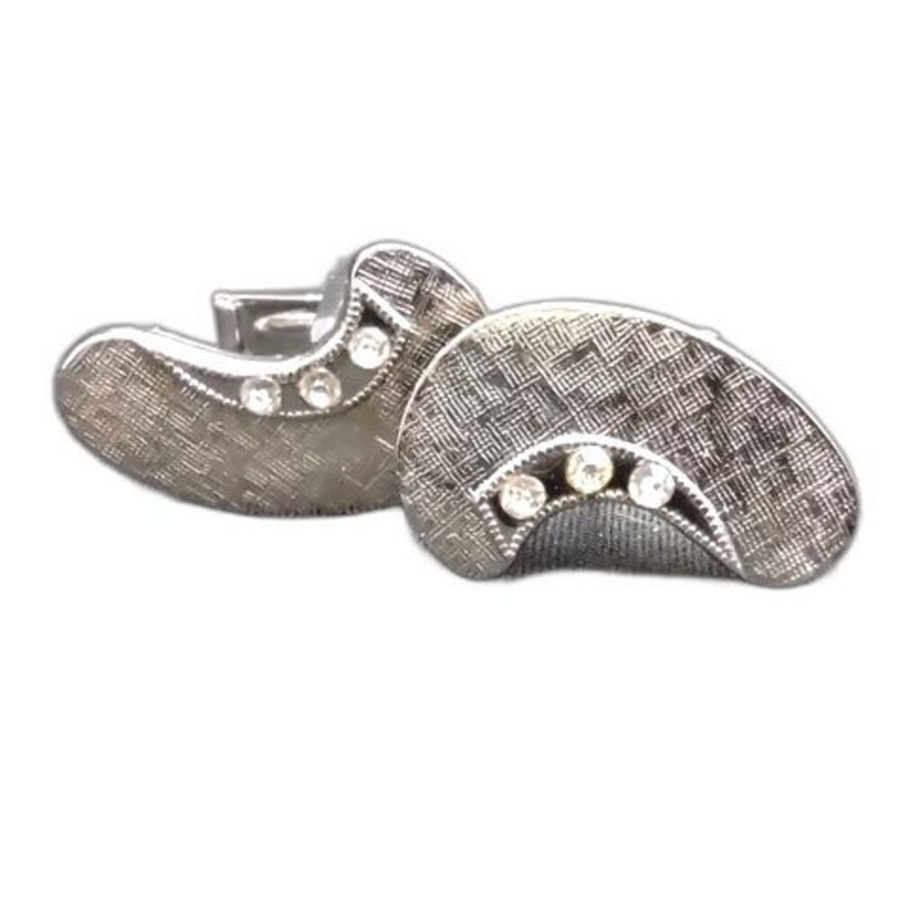 Vintage Unmarked‎ Faux Silver & Diamond Cufflinks 1"X1/2"
